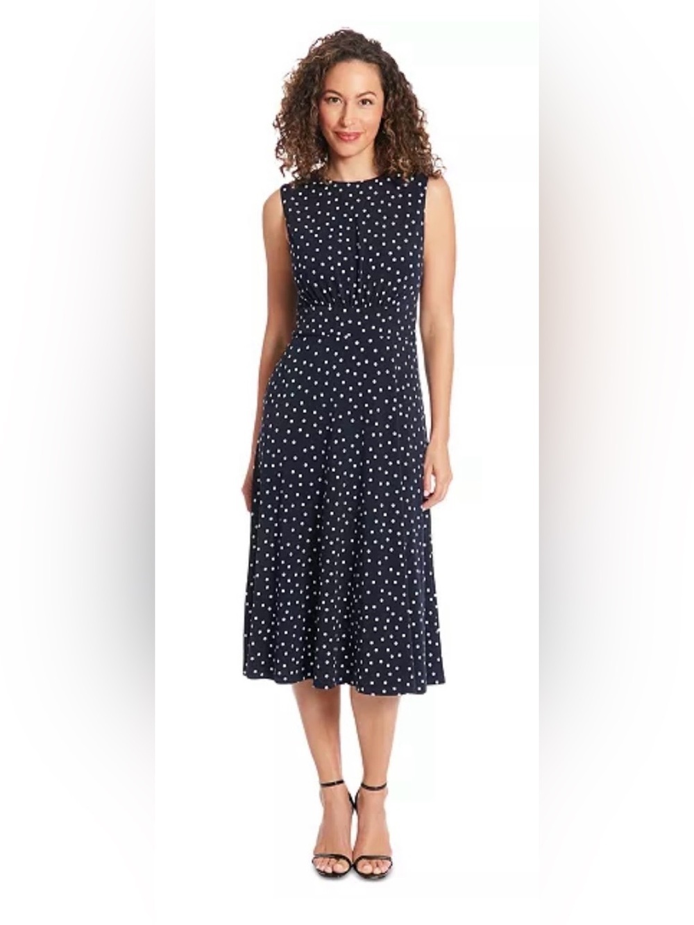 London Times Petites Women’s Polka-Dot Fit and Flare Dress